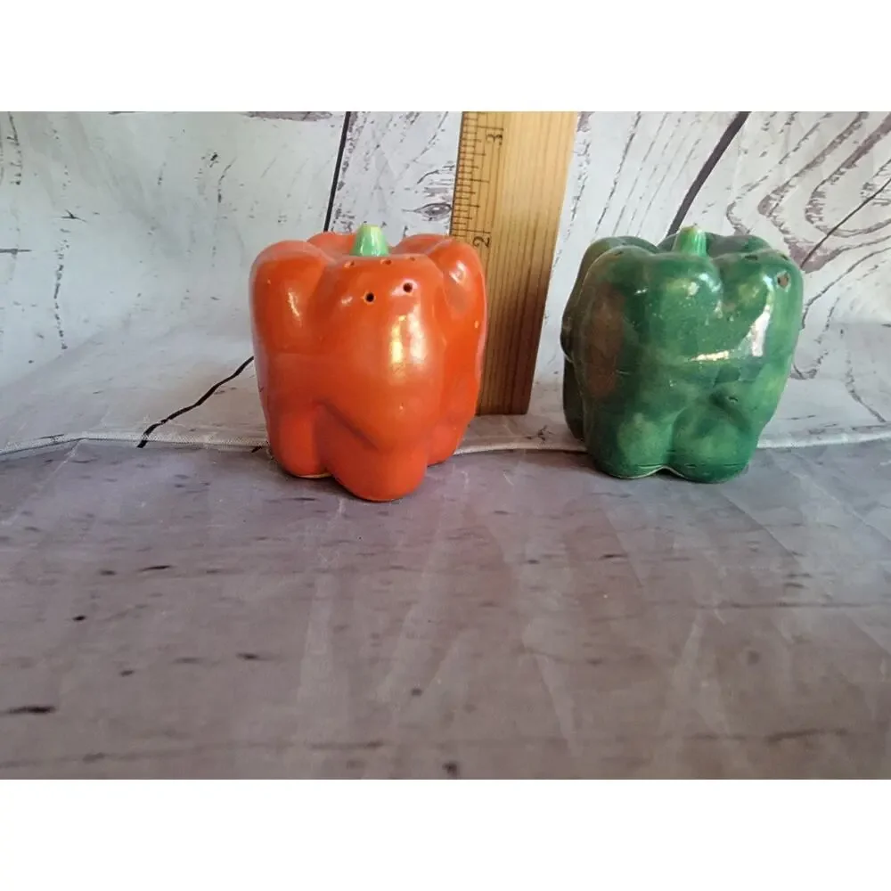 Vintage Red and Green Bell Pepper Salt and Pepper Shakers Japan Countrycore